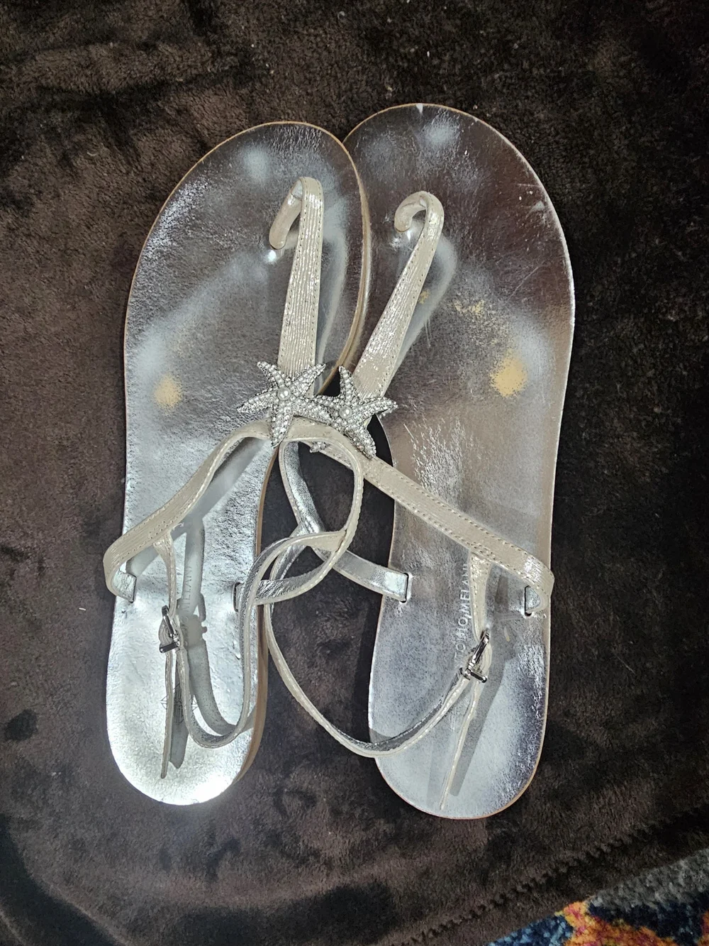 ANTONIO MELANI Silver Star-Embellished Women's Sandals